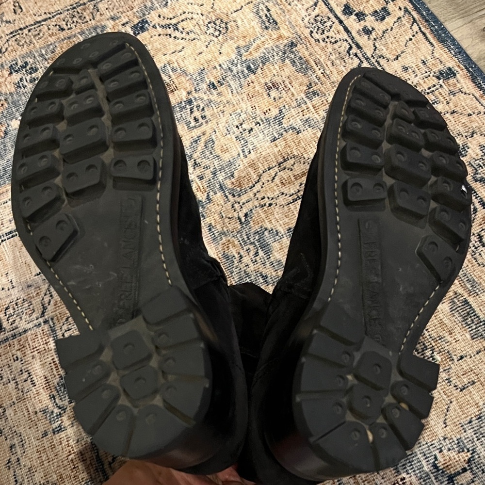 Free Lance Black Suede Boots buckle strap side zipper 40 / 9 1/2 - Picture 9 of 12